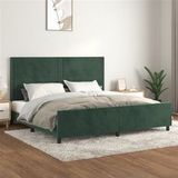 vidaXL Cadre de Lit Rembourré Vert Foncé 200x200 cm Velours