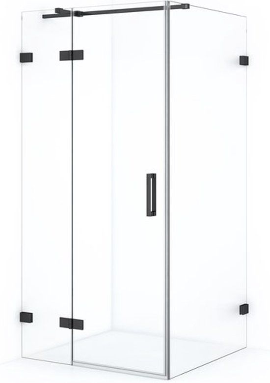 Maxaro Douchecabine Diamond 100x80cm 8mm Helder Veiligheidsglas Zwart Chroom met Draaideur