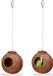 Relaxdays Vogelnest - Set van 2 - Kokosnoot - 14 x 12,5 x 12 cm - Bruin/Zilver