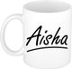 Bellatio Decorations Aisha Naam koffiemok - beker - met sierlijke letters - wit - 300 ml