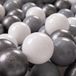 KiddyMoon Ballenbak ballen voor Kinderen Ø7 cm met 700 Stuks - Kinderballen baby - Speelballen voor Ballenbad - BPA-vrij - Ballenbak ballen - Kleurrijke ballen - Baby Speelgoed - Wit Grijs Zilver