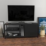 Hanah Home Industriële tv-standaard, zwart en antraciet, 120 x 35,3 x 50,8 cm, 100% melamine gecoat deeltjesbord, 18 mm dik, stijlvol en duurzaam, voor moderne woonruimtes