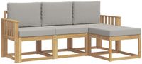 vidaXL Bankenset voor buiten, 4-delig, wit en lichtgrijs, polyester