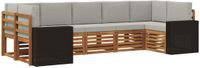 vidaXL - Hoek loungeset - 7 zitplaatsen - Polyester - Naturel en lichtgrijs