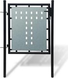 vidaXL Zwarte Enkele Deur Schuttingpoort 100x125 cm Staal Gepoedercoat Inclusief Deurbeslag