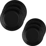 Santex set de assiettes pour fêtes/anniversaires - 20x pièces - noir - 17 cm et 22 cm