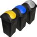 Stefanplast Deuba Afvalemmer met klapdeksel – 3 Stuks elk 60L – Geel Blauw Grijs