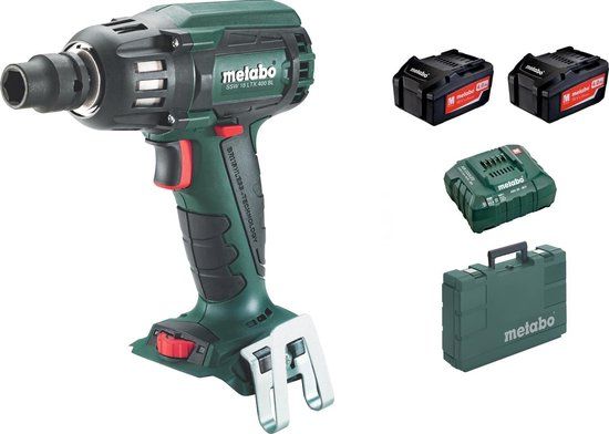 Metabo SSW 18 LTX 400 BL Accu Slagmoersleutel Set (2x 4.0Ah) - 400Nm - 1/2" - Koolborstelloos - Inclusief Koffer