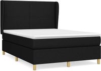 vidaXL Boxspring met matras stof zwart 140x190 cm