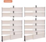 JustValue Ladeverdelers 12-Pack – Wit – Kunststof – 10 cm Hoog – Verstelbaar 28-43 cm