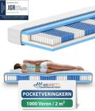 AM Qualitätsmatratzen 1000 veren 7-zone pocketveringmatras 130x200 cm (H3)