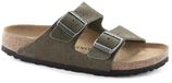Birkenstock Arizona Suede Leather Narrow Dames Teenslipper Groen Maat 38