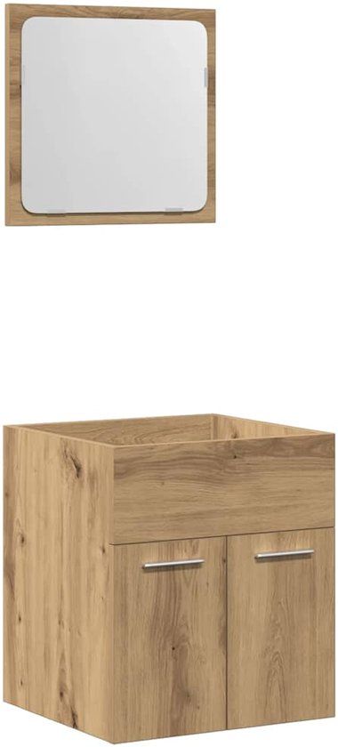 vidaXL 2-delige Badkamermeubelset bewerkt hout artisanaal eikenkleur