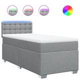 vidaXL Boxspringbed met Matras Stof Lichtgrijs 180x200 cm