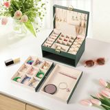 3 Layer Sieraden Houder Organizer met 2 Lade Sieraden Organizer Tray, Grote Sieraden Dozen voor Vrouwen met Fluwelen Oorbel Organizer, Afsluitbare Sieraden Dozen & Organizers, Kerstcadeaus voor
