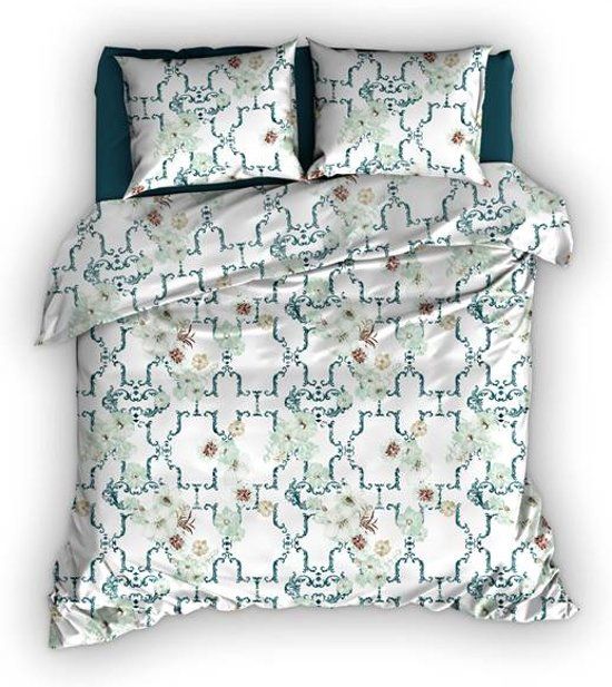 Satin d'or Viola - Dekbedovertrek - Tweepersoons - 200x200/220 cm + 2 kussenslopen 60x70 cm - Mint/Teal