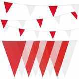 HEKU Vlaggenslinger rood-wit met 20 vlaggetjes, weerbestendig, 10 meter lang