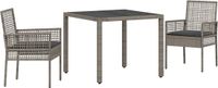 vidaXL Tuin Eettafel Set 3 st Grijs polyrotan