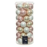 Decoris Kersballen set - 49x stuks - glas - lichtroze/parel/wit - 6 cm - glans en mat - kerstversiering