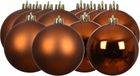 Decoris kerstballen - 12x stuks - 6 cm - koper/cognac bruin - kunststof