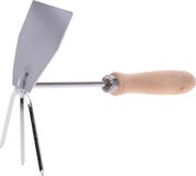 Pro Garden Dubbele Schoffel Staal/hout Zilver/bruin