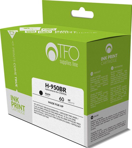 TELFORCEONE HP Inkt/Toner cartridge H-950BR - Zwart - Geschikt voor HP OfficeJet Pro 251dw, HP OfficeJet Pro 276dw, HP OfficeJet Pro 8100, HP OfficeJet Pro 8100 e-Printer, HP OfficeJet Pro 8600 e-Printer, HP OfficeJet Pro 8600 Plus N911g