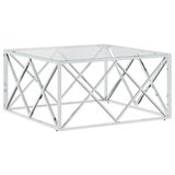 VidaXL Salontafel 80x80x40 cm roestvrij staal en glas