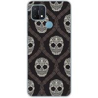 Oppo Bedrukt siliconen hoesje compatibel met Oppo A15 floral skull