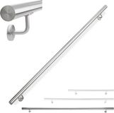 Merkloos / Sans marque Relaxdays Trapleuning - 200 cm - RVS - Ø 42 mm - Met houders - Zilver