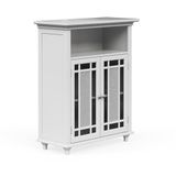 Teamson Home Badkamerkast - Windsor Houten Staande Kastje Met 2 Glas Mozaïek Deuren en Plank- Wit