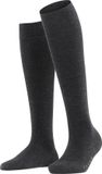 FALKE Softmerino lang eenkleurig wol katoen kniekousen dames grijs - maat 41-42
