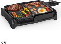 Merkloos / Sans marque Holland Connections 2-in-1 Elektrische Grillplaat - Krachtige 1600 W Tafelgrill met 5 Instelbare Temperatuurniveaus en Anti-aanbakplaat