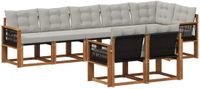 vidaXL - Hoek loungeset - Acacia hout - Naturel en lichtgrijs - 8 zitplekken