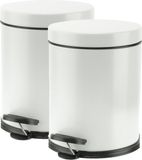 Cosy & Trendy Pedaalemmer - 3x stuks - wit - 5 liter - 24 cm - RVS