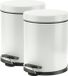 Cosy & Trendy Pedaalemmer - 3x stuks - wit - 5 liter - 24 cm - RVS