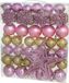 Gerimport Kerstballen set met ster piek 57-delig - kunststof - roze/goud