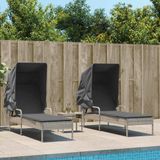 Maison Exclusive - 2 tuinstoelen met parasol en tafel, lichtgrijs