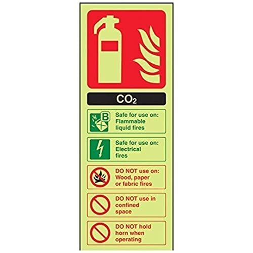 V Safety VSafety Glow In The Dark Carbon Dioxide Co2 Id Brandblusser - 75mm x 200mm - Rigid Plastic