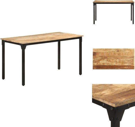 vidaXL Eettafel 140x70x76 cm Ruw Mangohout