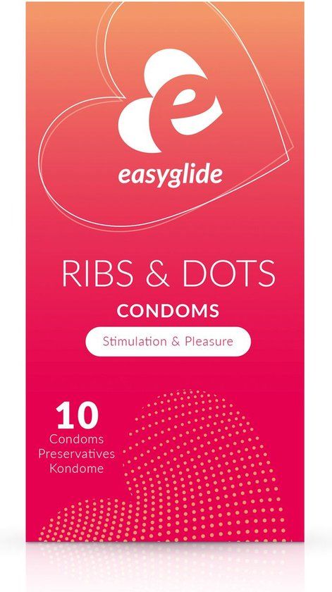 EasyGlide Ribs and Dots Condoms - 10 Pieces