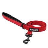 Voyager Reflecterende hondenriem met neopreen handvat, 1,5 m lang, ondersteunt puppy's van kleine, middelgrote en grote rassen, schattig en robuust voor wandelen, hardlopen en training - rood (laash