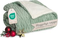 Blumtal Fleece Deken - Kabelgebreide look - 150x200 cm - Oeko-TEX gecertificeerd - Microvezel Fleece Deken - Zachte Sherpa Binnenkant - Mintgroen en Ivoor
