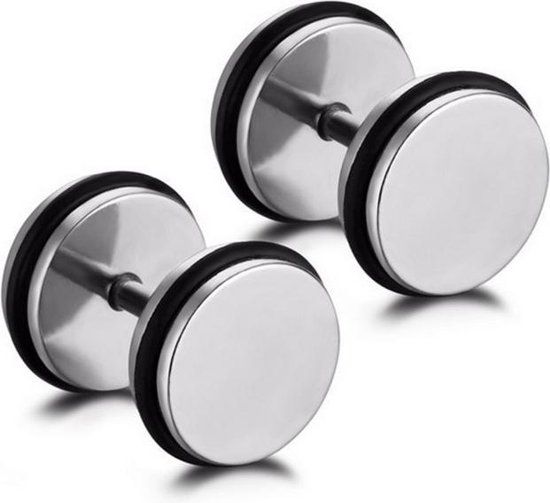 Mendes Lookinggoodtoday Dumbbell Stud oorbellen Edelstaal Zilverkleurig