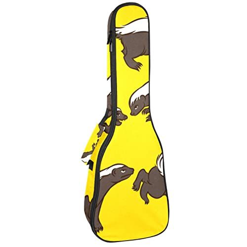Mersov Tenor Ukulele Gigbag Waterdichte Ukelele Case Gewatteerde Rugzak, Geweldig voor Sopraan Concert (21/23/24") Leuke Cartoon Honing Dassenpatroon