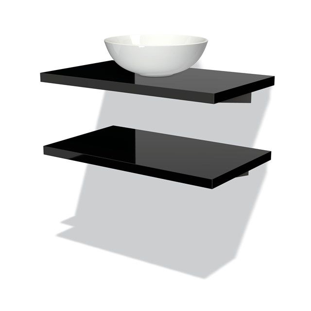 Maxaro Badkamermeubel Modulo Plato 80 cm Hoogglans Zwart 2 Wastafelbladen