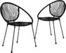 Chaise de jardin 2 pièces PVC-rattan noir