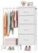 Armoire de rangement pour vêtements - Commode avec tringle à vêtements - 4 tiroirs - Blanc - Tissu - Pour chambre et couloir