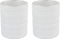 Countryfield Luxe theelichthouder - 2x stuks - Aurora - glas - parel wit/zilver - D7 x H8 cm