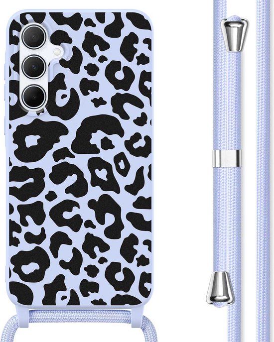 iMoshion Hoesje Samsung Galaxy A55 - Siliconen Design Hoesje met Koord - Animal Lila