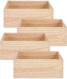Giftdecor Home&styling boîte de rangement Prague - 4x - 36 x 31 x 14 cm - bois - aspect naturel - coffre de rangement